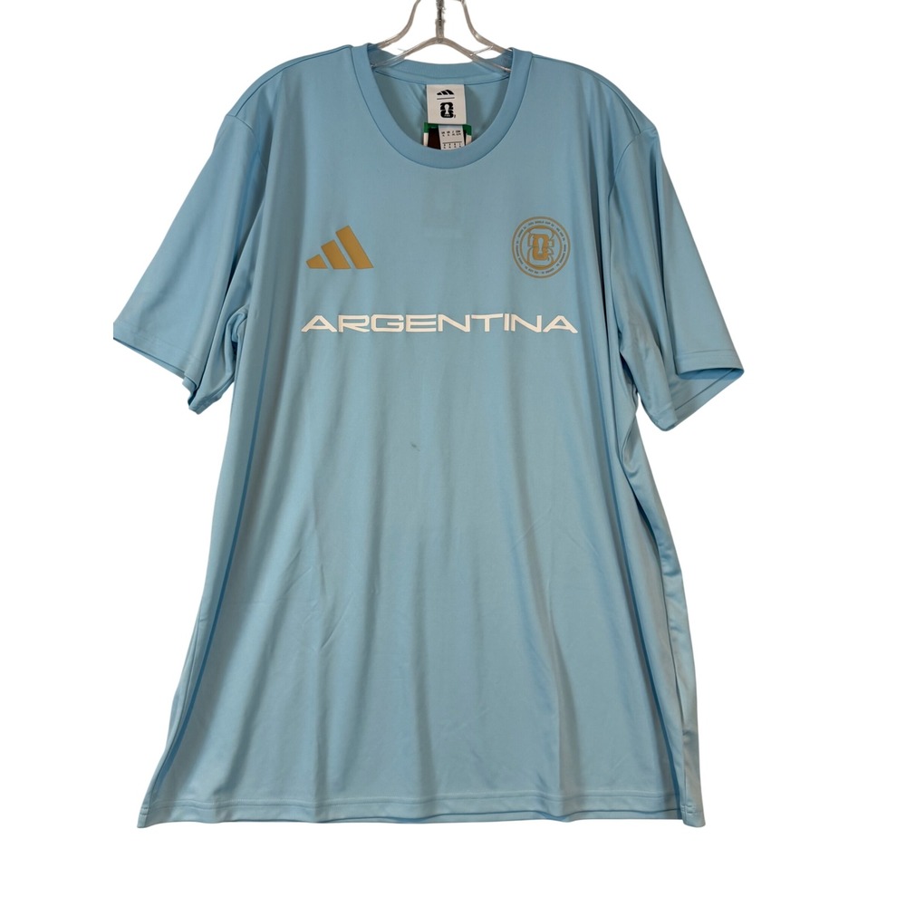 Adidas Argentina National Team Soccer Jersey Ice Blue Gold Mens •XL• Gorpcore
